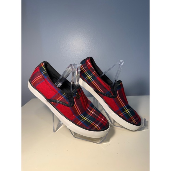 Lauren Ralph Lauren Women's Plaid Slip On Canvas Sneakers Shoes Size 6.5B - Picture 2 of 7